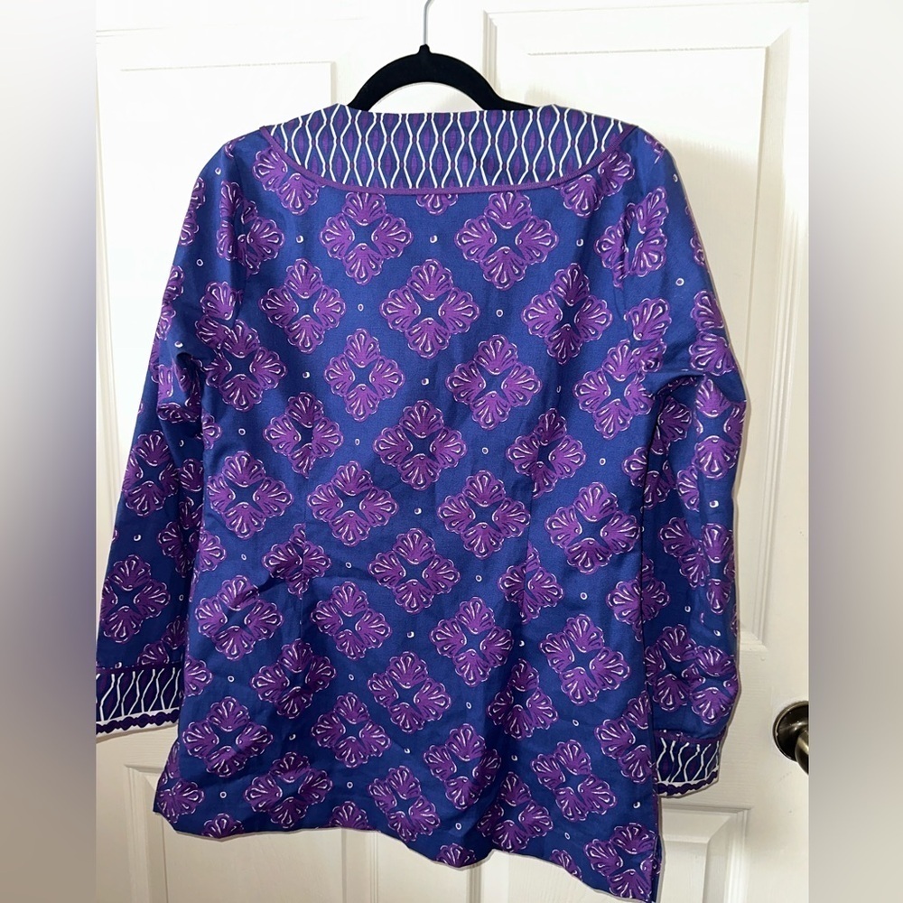 Vineyard vines women’s purple printed tunic blouse 6 boho resortweart vacation - Picture 3 of 7